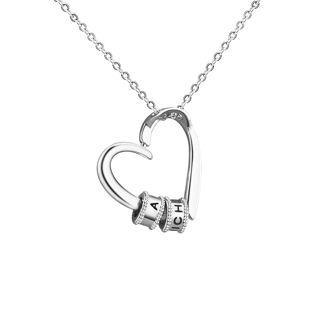 Personalized Names Heart Necklace Custom Family Names Beads Necklace Personalized Mother's day Gift