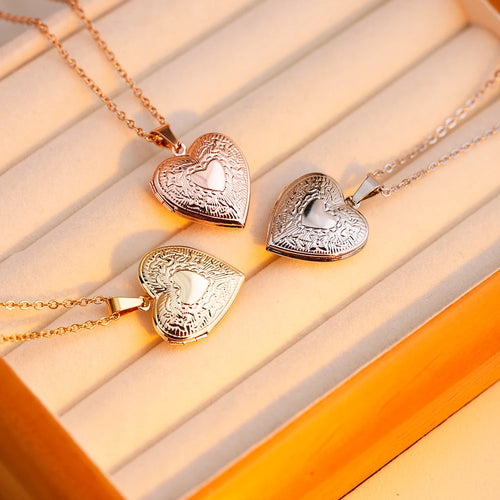 1pc Custom Photo Heart Locket Pendant Necklace Women Necklace Personalized Souvenir Gift